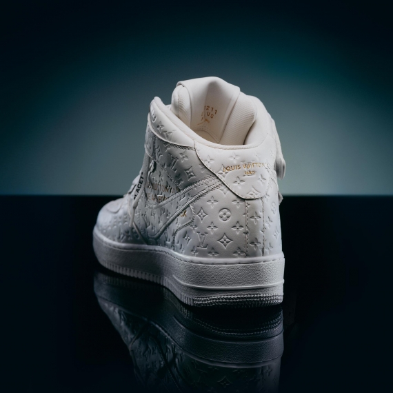 Buy the Stylish Louis Vuitton X Air Force 1 Mid Triple Whit Men's Shoe